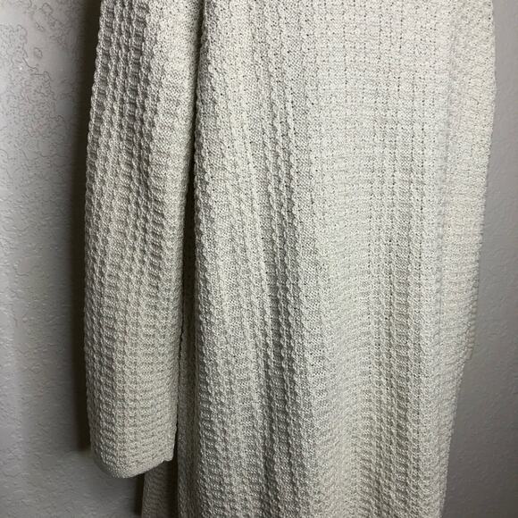 Talbots white ivory silver metallic open front long sweater jacket size 1X NWT - Picture 12 of 14